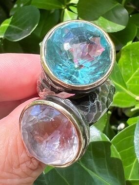PORTUGUESE HUGE ROSE DE FRANCE AMETHYST BLUE QUARTZ RING STERLING STATEMENT